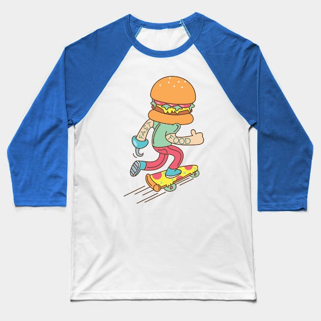 Fast food Baseball T-Shirt by Alien cat